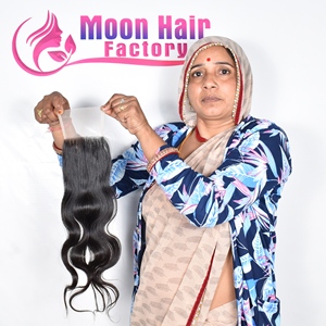 พร้อมจัดส่ง จัดส่งรวดเร็ว ผมแท้จากอินเดียแบบ Closure Bodywave เนื้อนุ่มลื่น ยาวเป็นธรรมชาติ ดูเป็นธรรมชาติ มีจำหน่ายเพื่อการส่งออก - Product Image 4