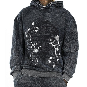 Chándales de lavado ácido para hombre de algodón pesado 100% del fabricante OEM, diseño personalizado, conjuntos de ropa de calle de dos piezas de invierno de talla grande - Product Image 5