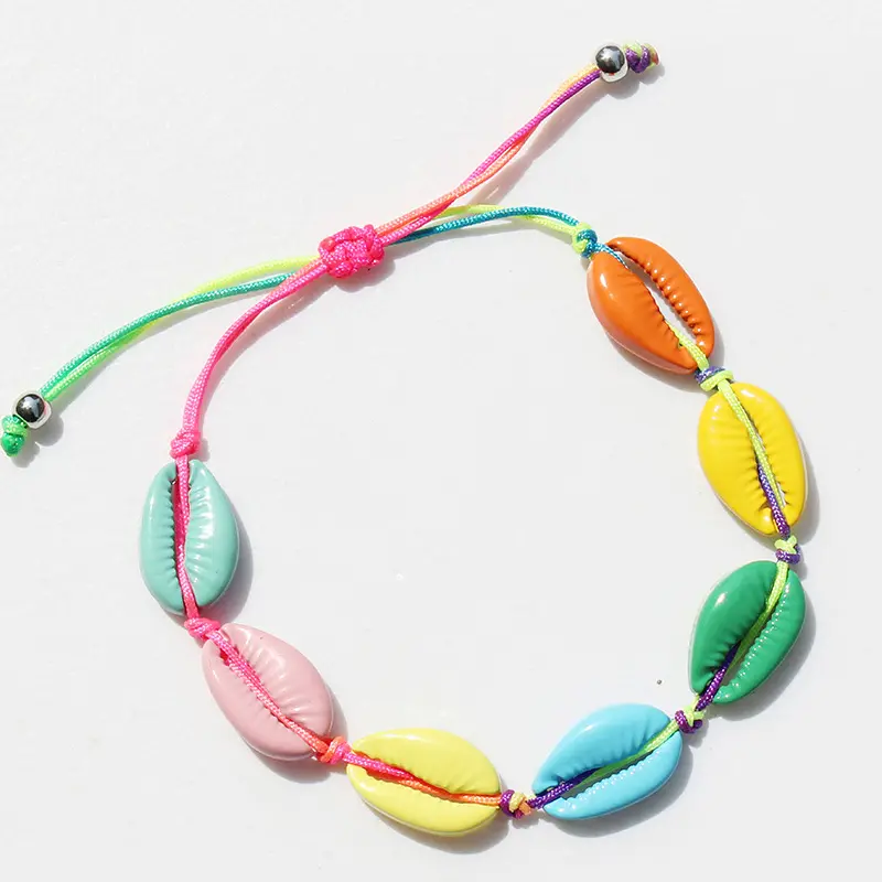 Летние пляжные браслеты из Гавайского сплава с ракушками, радужные эмалированные полые браслеты для девушек, женские Украшения