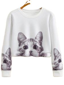 Venta caliente Tie-Dyed Printed Women's Long Sleeve Sweatshirt Pullover Crop Top Crew Neck Front Logo para Otoño Invierno Fashion - Product Image 4