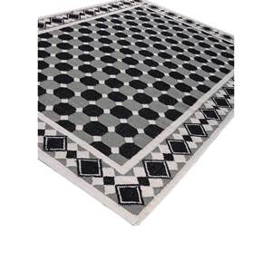 พรมขนสัตว์ทอแบบแบนอัลฮัมบราสีเทาและสีดำ ลายเรขาคณิตและลวดลายนามธรรม สำหรับห้องโถงบ้านและห้องรูปสี่เหลี่ยมผืนผ้า-ADWL-13159 - Product Image 2