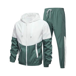 Premium 2 piezas Full Zip Sweat Suit Transpirable Ligero Mangas largas Sólido Impreso Gimnasio Jogging Chándal deportivo para invierno - Product Image 1