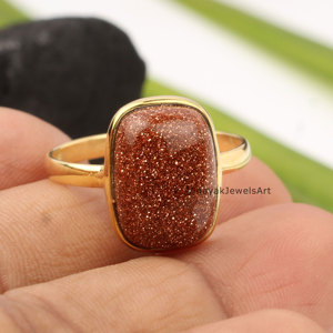 Trendy Brown Goldstone <b>Rings</b> 10x14mm Cushion Shape 925 <b>Sterling</b> <b>Silver</b> 18k Gold Plated <b>Eternity</b> Vermeil Anniversary Fine Jewelry - Product Image 3