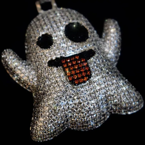 Dessin animé Kitty pendentif mignon blanc Hip-hop moissanite diamant pendentif incrusté de Zircon pendentif Hip Hop bijoux - Product Image 2