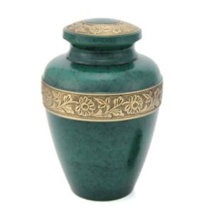 Urna de cremación de latón de alta calidad con banda de grabado Urna de cremación funeraria de metal con acabado de color dorado y rosa - Product Image 5