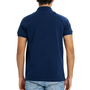 Clásico azul 100% algodón piqué comprimido cómodo elegante versátil sólido manga corta tejido de punto para camisas - Product Image 2
