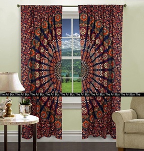 Indian Peacock Mandala <b>Door</b> Window <b>Curtain</b> Wall Decor Room Balcony Wall Hanging Tapestry 2 <b>Panel</b> Cotton <b>Curtain</b> - Product Image 5