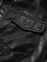 Blouson en cuir véritable respirant pour homme, style motard, col montant, tendance, pour l'hiver, en cuir de vachette, style urbain