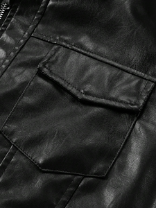 Men's spring and autumn standing collar trendy and handsome motorcycle suit youth PU <b>leather</b> <b>jacket</b> - Product Image 6