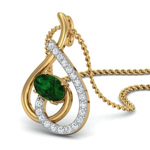 Dainty <b>Pendant</b> Necklace Boho Brass Jewelry for Women 18k Gold Plated <b>Emerald</b> Teardrop Wholesale <b>Pendant</b> - Product Image 2