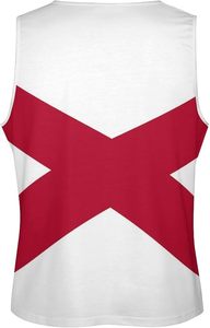 Camiseta sin mangas con cuello redondo y estampado digital de la bandera del estado de Alabama para hombre, 100% algodón, tejida, deportiva, para entrenamiento, gimnasio y fitness. - Product Image 4