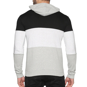 Sudadera con Capucha Personalizada para Hombre, Bloques de Color Tricolor, Felpa, Negro, Blanco, Gris, Corte y Costura, Venta al por Mayor de Fábrica, MOQ Bajo, OEM - Product Image 2