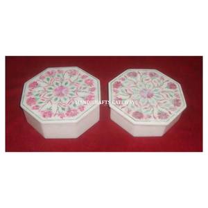 Meilleure vente nacre naturelle forme octogonale incrustation vadrouille boîtes en marbre nourriture sèche boîte de cadeau à la main Art floral vadrouille boîtes - Product Image 1