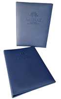 Protège-menu en cuir PU de haute qualité, format A4, certifié ISO, bleu, avec classeur à feuilles mobiles pour restaurants et hôtels (Inde)