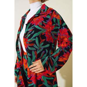 Tunique Longue Motif Ethnique Ensemble 2 Pièces Noir Orange - Product Image 1