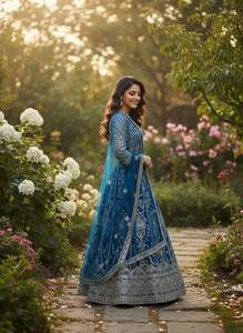 Filet à papillons au design élégant Lehenga Choli avec séquence de broderie pour la fonction de mariage et l'utilisation de vêtements de fête pour l'exportation en vrac - Product Image 3