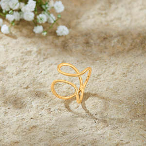 18K <b>Gold</b> Plated Stainless Steel Fashion <b>Ring</b>-Trendy Inlay <b>Cocktail</b> <b>Ring</b> for Engagement - Product Image 1