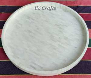 Bandeja única con incrustaciones de hueso y resina Bandeja decorativa de lujo hecha a mano para cocina, mesa, café, aperitivos, comedor, regalos - Product Image 6