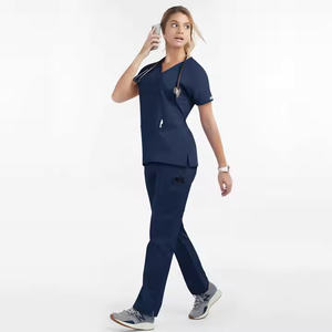 2025 haute qualité Premium soins infirmiers gommages médicaux doux col en v uniformes chirurgicaux Anti-rides Salon de beauté coton Polyester - Product Image 2