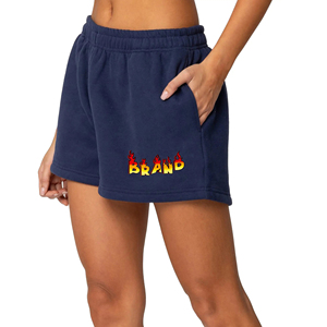 Recién llegado 2025 pantalones cortos para mujer 100% tela de lana de algodón de alta calidad longitud corta personalizado DTF impreso logotipos pantalones cortos para mujer - Product Image 4