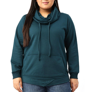 Top tendance de haute qualité femmes col rond grande taille sweats à capuche d'hiver 100% coton polaire avant Logo Street Wear fabricant en vrac - Product Image 1