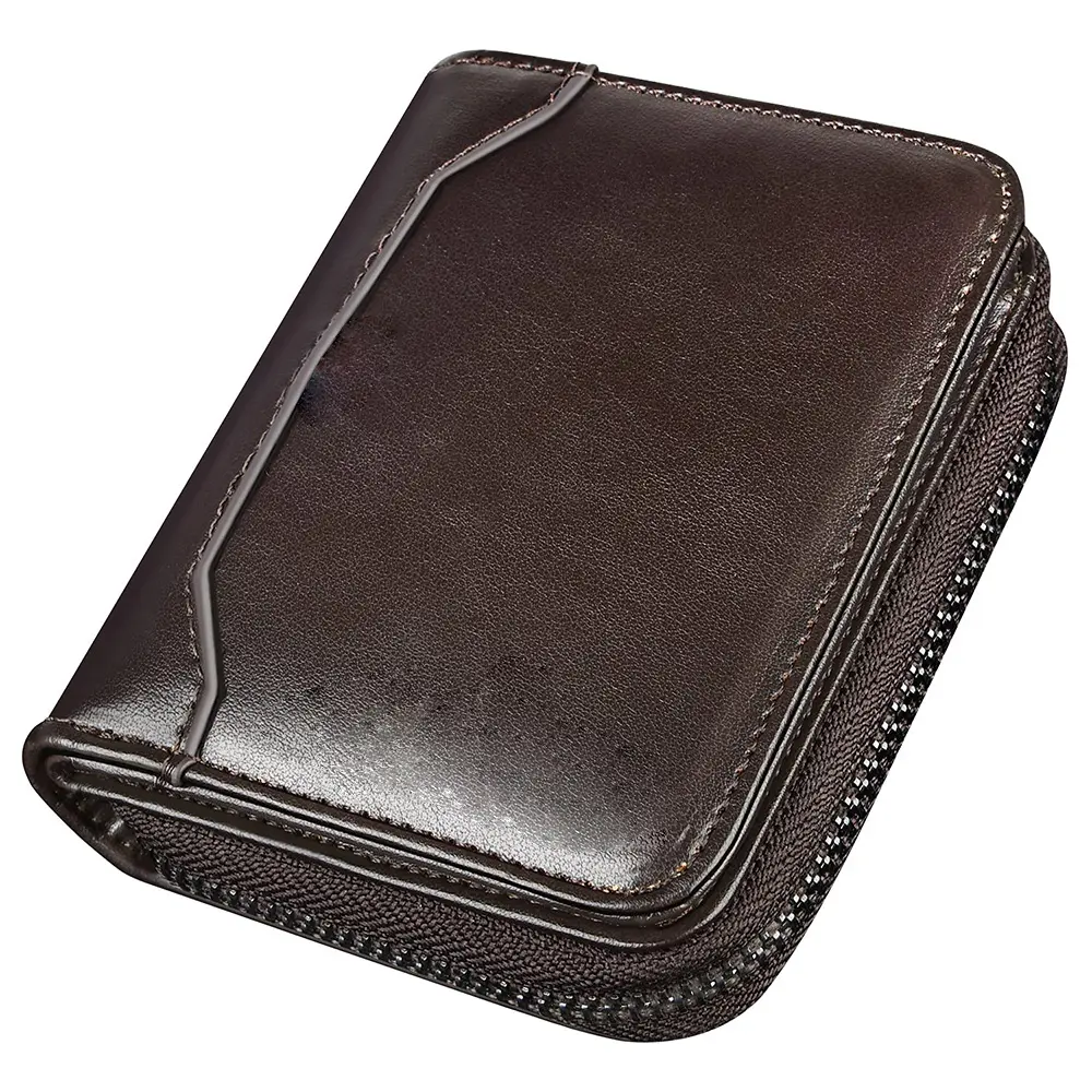 Portefeuille élégant en cuir pour hommes, bas prix, long, avec mini blocage Rfid, mode OEM, LOGO personnalisé, multifonctionnel, vente en gros