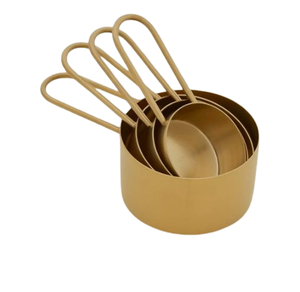 Tazas medidoras modernas de acero inoxidable pulido brillante para hornear y cocinar tazas medidoras hechas a mano - Product Image 4