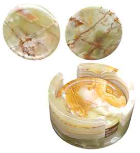 Ensemble de 6 sous-verres en onyx vert faits à la main, ronds, 4 pouces, sous-verres en pierre naturelle, décoration d'intérieur - Product Image 5