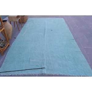 Alfombra Turca Vintage de 6.4x11.6 pies, Alfombra Azul Camuflaje - Product Image 1