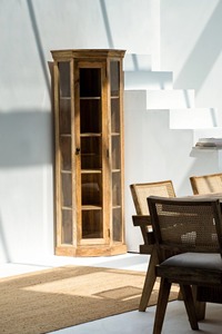 Vitrina moderna hecha a mano de madera maciza de mango de alta calidad, vidrio templado transparente, hogar Premium, sala de estar, dormitorio - Product Image 2