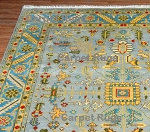 Oshak Tapis en laine de qualité supérieure Hariz Imperial Design élégant 8x10 Antique Jaune Bleu Tapis de luxe Revêtement de sol Salle Prière - Product Image 2