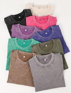 T-shirt oversize et épais en coton lavé à l'acide, flocon de neige vintage de 240g pour hommes, T-shirt à épaules tombantes avec logo personnalisé, pour hommes - Product Image 2