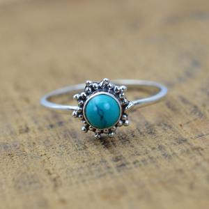 Bague pour homme en argent sterling 925, style bohème, sertie d'une pierre précieuse turquoise, tendance, faite à la main, cadeau idéal pour les fêtes et pour les personnes chères - Product Image 5