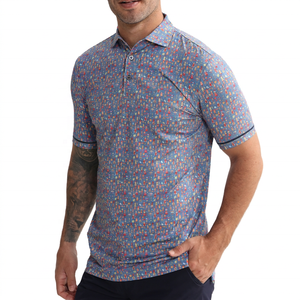 Polo à manches courtes pour homme, bleu, imprimé, décontracté, tissé, respirant, design imprimé numérique - Product Image 2