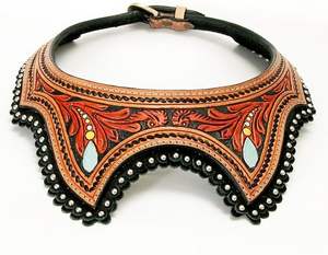 Collar de cuero tallado a mano de estilo occidental para mujer, joyería occidental de cuero tallado a mano, collar de joyería a mano - Product Image 4