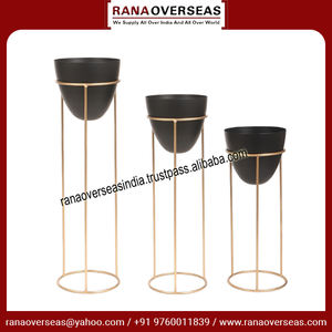 Pot de jardinière décoratif en métal de haute qualité de ton noir avec support pour l'utilisation de bureau de restaurant d'hôtel à la maison au meilleur prix - Product Image 2
