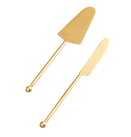 Nouveauté serveur de gâteau en laiton et couteau de serveur de gâteau avec conception de feuille dans un couteau en laiton pour les fêtes de mariage d'événement d'anniversaire