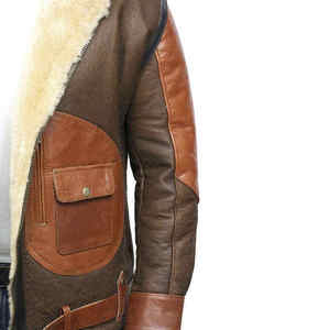 <b>Men's</b> Shearling Brown <b>Jacket</b> Custom <b>Men's</b> B3 Shearling <b>Leather</b> Aviator <b>Jacket</b> Warm Winter Bomber Flight Coat Made In Pakistan - Product Image 6