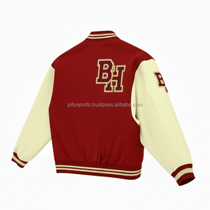 Chaqueta universitaria 420 GSM, tela de lana, Mangas de cuero crema, Parche de chenilla, diseño de logotipo bordado personalizado, chaquetas universitarias para mujer - Product Image 5