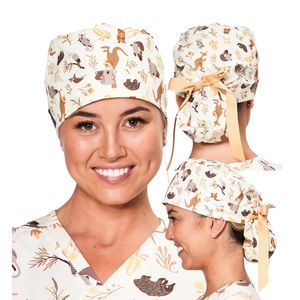 Viscose rayonne-BAS quantité minimale de commande PRIX D'USINE Impression Personnalisée Satin Gommage Chapeau Hôpital Femmes Tissu Polyester Respirant Gommage Caps - Product Image 2