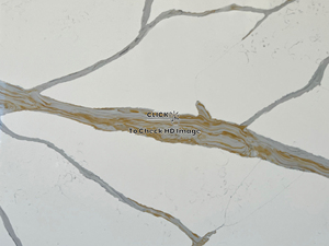 NV899 Fabricant du Vietnam Joints vraiment durs absents Veines d'or de luxe Calacatta Dalle de sol en pierre de quartz artificiel blanc - Product Image 3