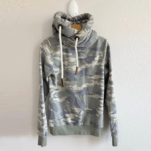 Mujer invierno otoño Casual verde Camo personalizable pulóver Sudadera con capucha Streetwear transpirable algodón polar cuello con capucha - Product Image 2