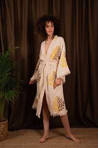 Vente en gros de tissu Kimono pour la saison estivale Veste Kimono pour femmes personnalisée légère et ouverte sur le devant Beau motif de couverture de plage - Product Image 2