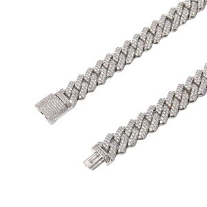 Chaîne et bracelet cubains sertis de diamants de luxe avec pavé de diamants moissanite, bijoux hip-hop étincelants pour hommes et femmes, à porter pour les fêtes - Product Image 4