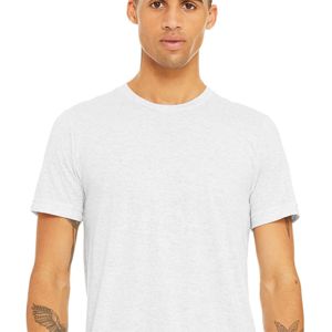 50% Poly 25% Airlume Combed and Ring Spun Cotton 25% Rayon 40 Single 3.8 oz Solid <b>White</b> Unisex Triblend <b>Short</b> <b>Sleeves</b> T-<b>Shirt</b> - Product Image 4