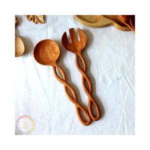 Cuillère de cuisine naturelle en bois, fabriquée pour remuer les sauces, préparer les repas et servir les aliments, fabriquée au Vietnam - Product Image 1