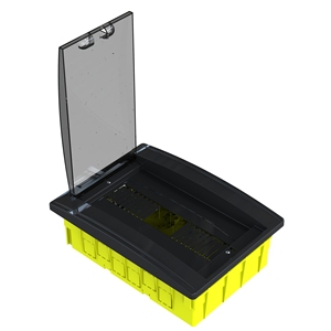 ABS <b>Plastic</b> Distribution Box MCB <b>Enclosure</b> 12 MCB Capacity Recessed Mounted IP40 Black Body-White Frame - Product Image 3