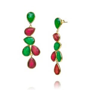 มาใหม่ย้อมทับทิมและย้อมสีมรกตพลอย925เงินสเตอร์ลิงลูกแพร์รูปร่างต่างหู - Product Image 1