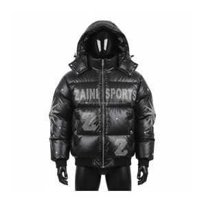 Chaqueta acolchada de nailon Premium 260GSM, abrigo de invierno cálido con panel gris de doble tono con bordado, chaqueta acolchada con logotipo personalizado para hombre - Product Image 1