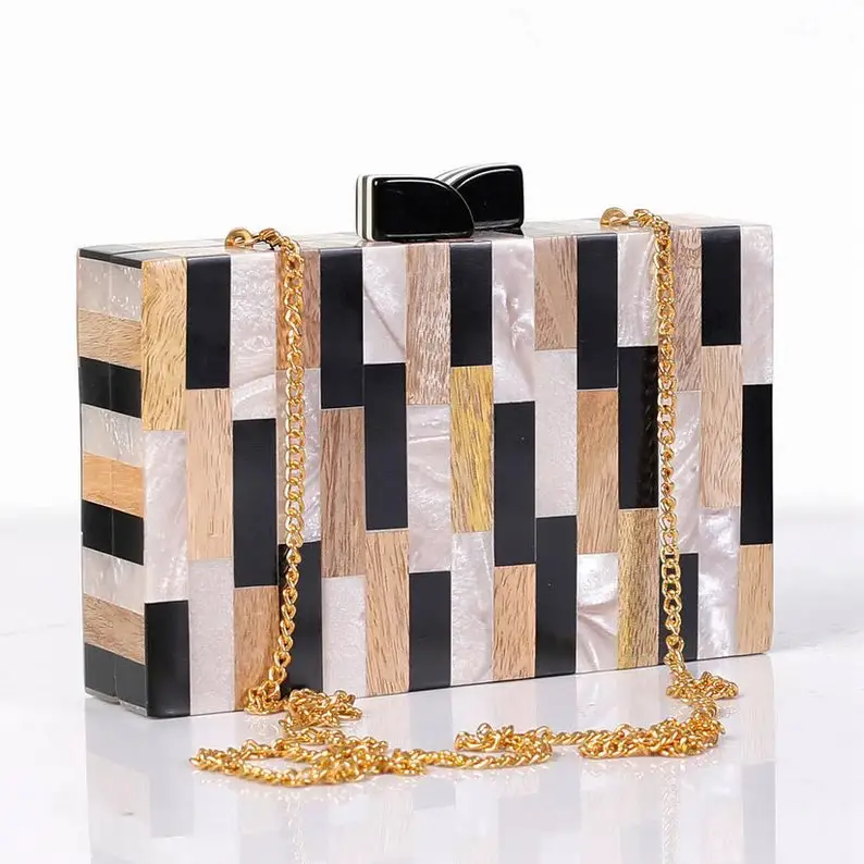 Best Selling Good Quality Resin & Wood Hand Bag Women Bag Resin Clutch Bag At Cheap Price Hand Kit